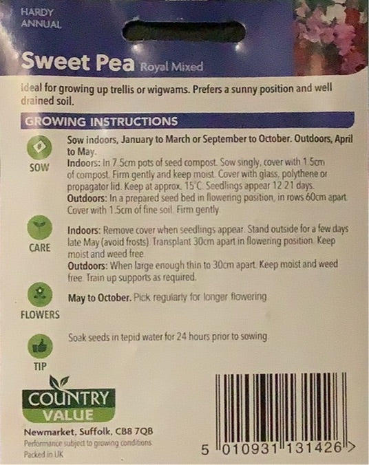 Sweet Pea Royal Mixed Seeds,Country Value