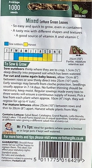 Mixed Lettuce Green Leaves Mr. Fothergills