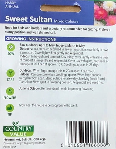 Sweet Sultan Seeds, Country Value