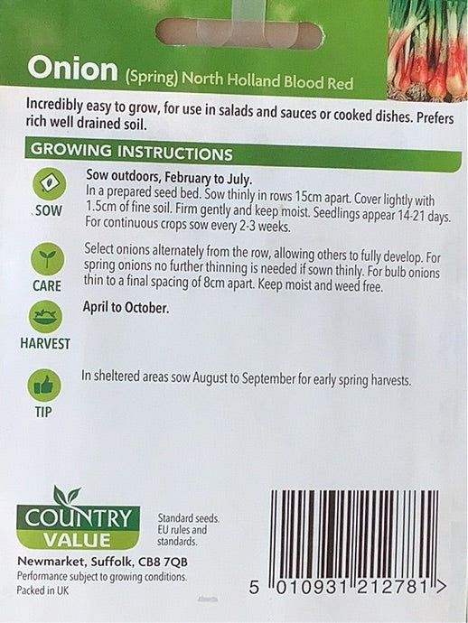 North Holland Blood Red Onion Seeds, Country Value