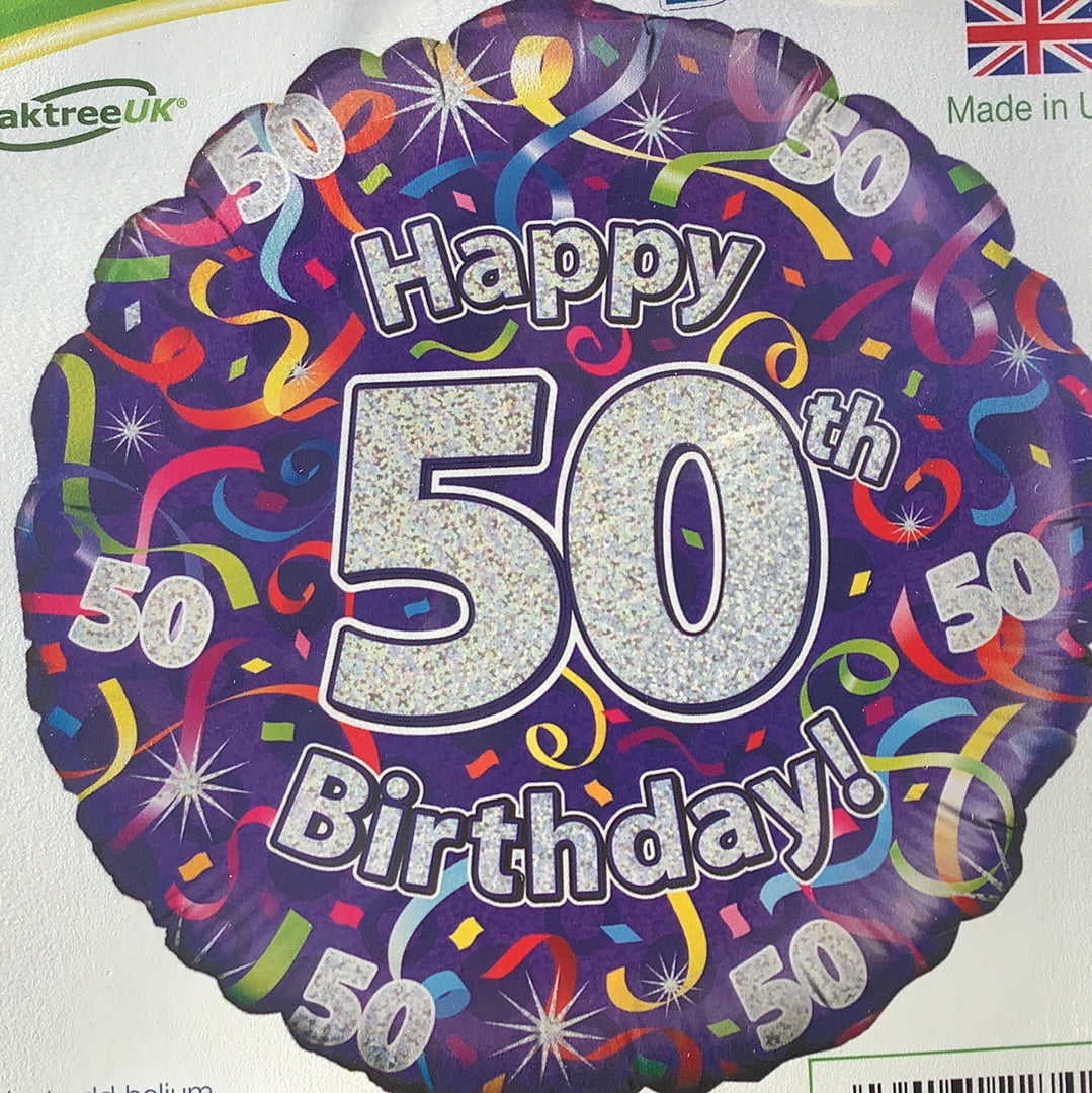 Happy 50th Birthday Foil Helium Balloon