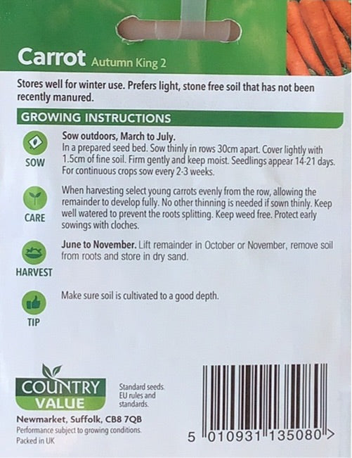 Carrot Seeds, Autumn king 2. Country Value