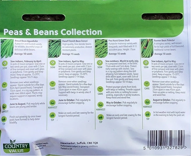 Peas & Beans Collection Seeds, Country Value