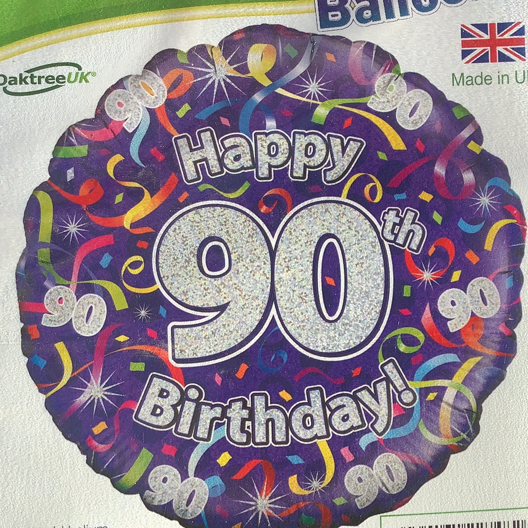 Happy 90th Birthday Foil Helium Balloon
