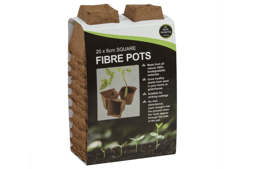 Square Fibre Pots, 20x6cm, Worth Gardening