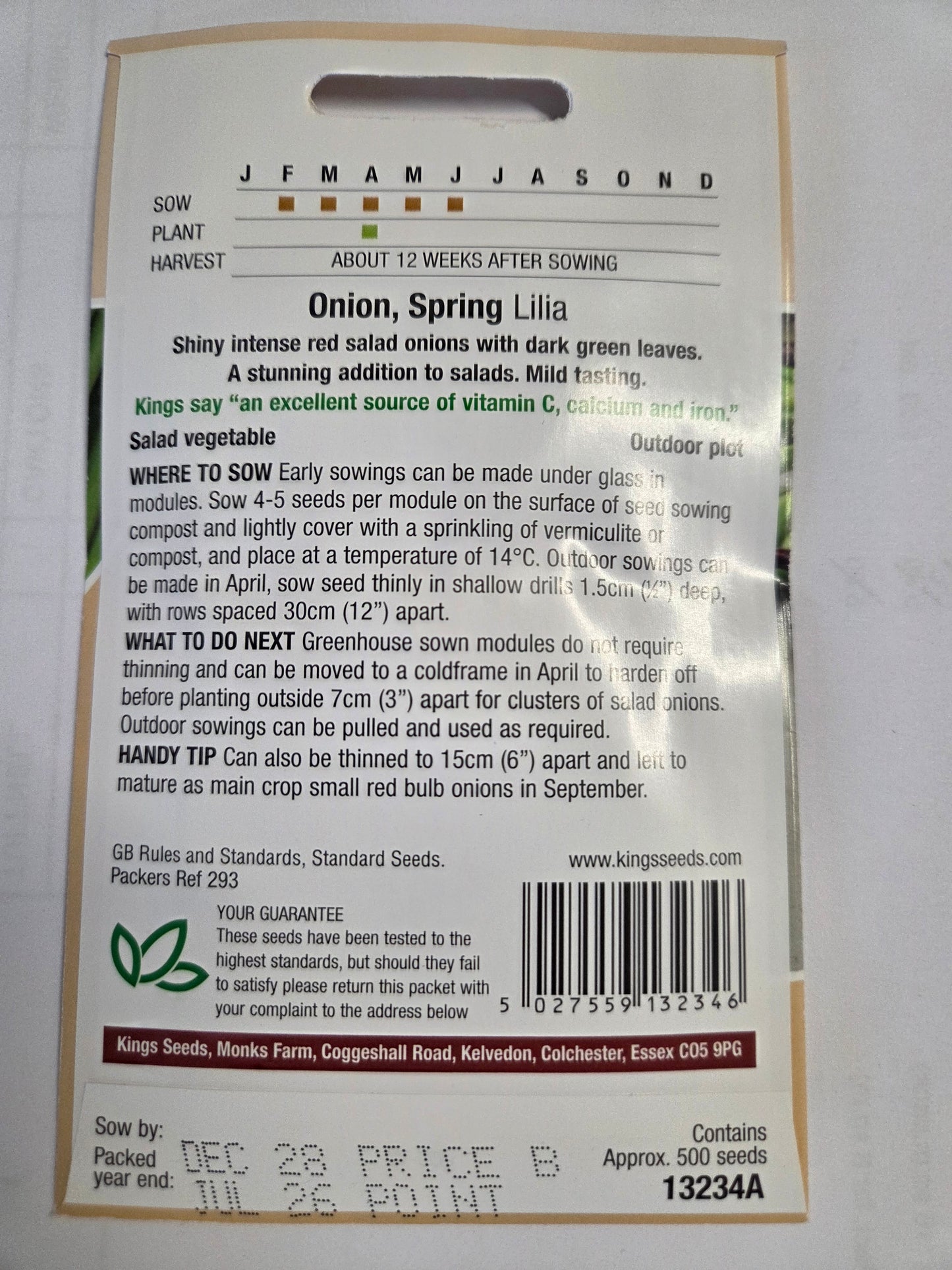 Kings Seeds Spring Onion Lilia