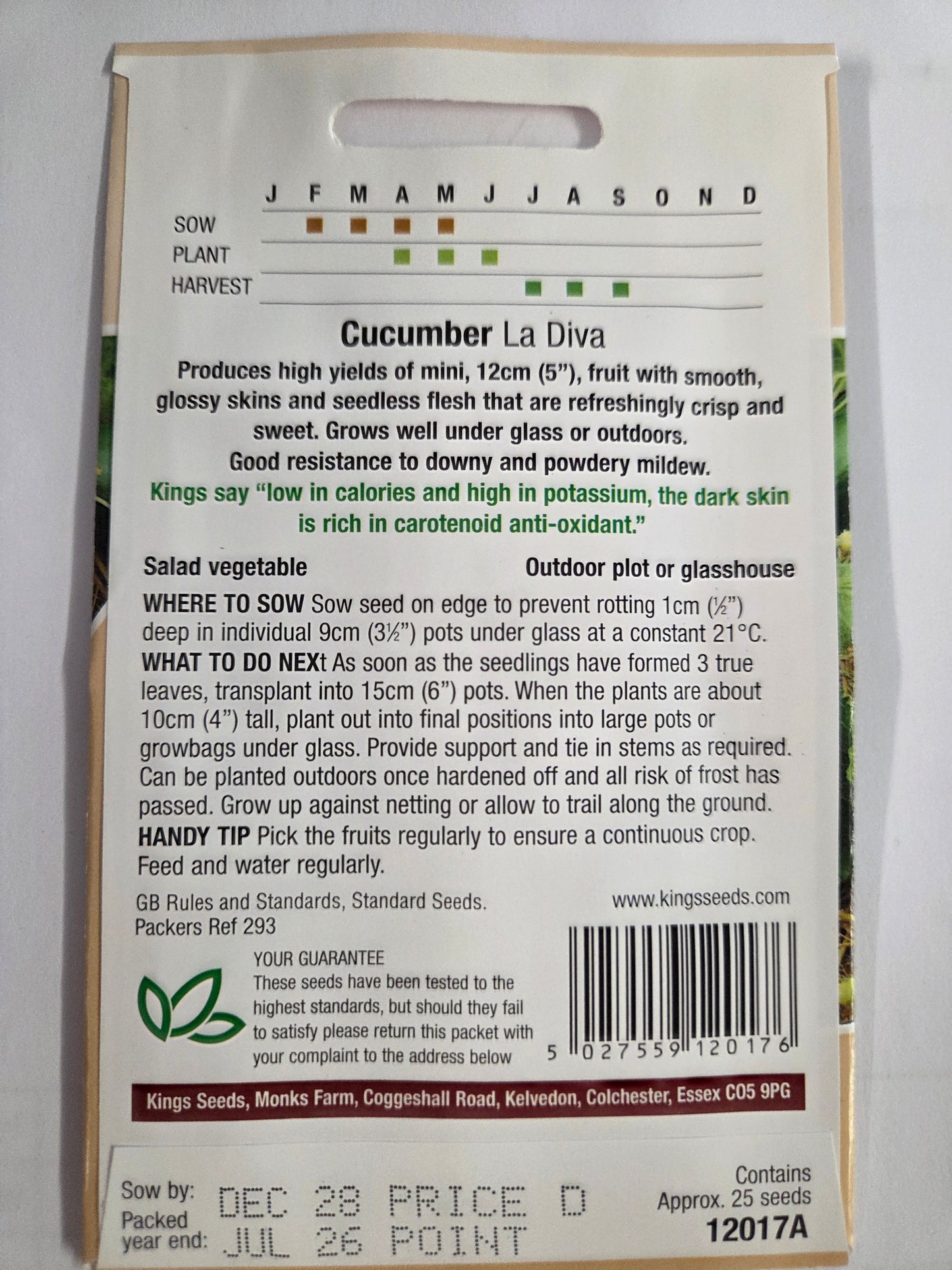 Kings Seeds Cucumber La Diva