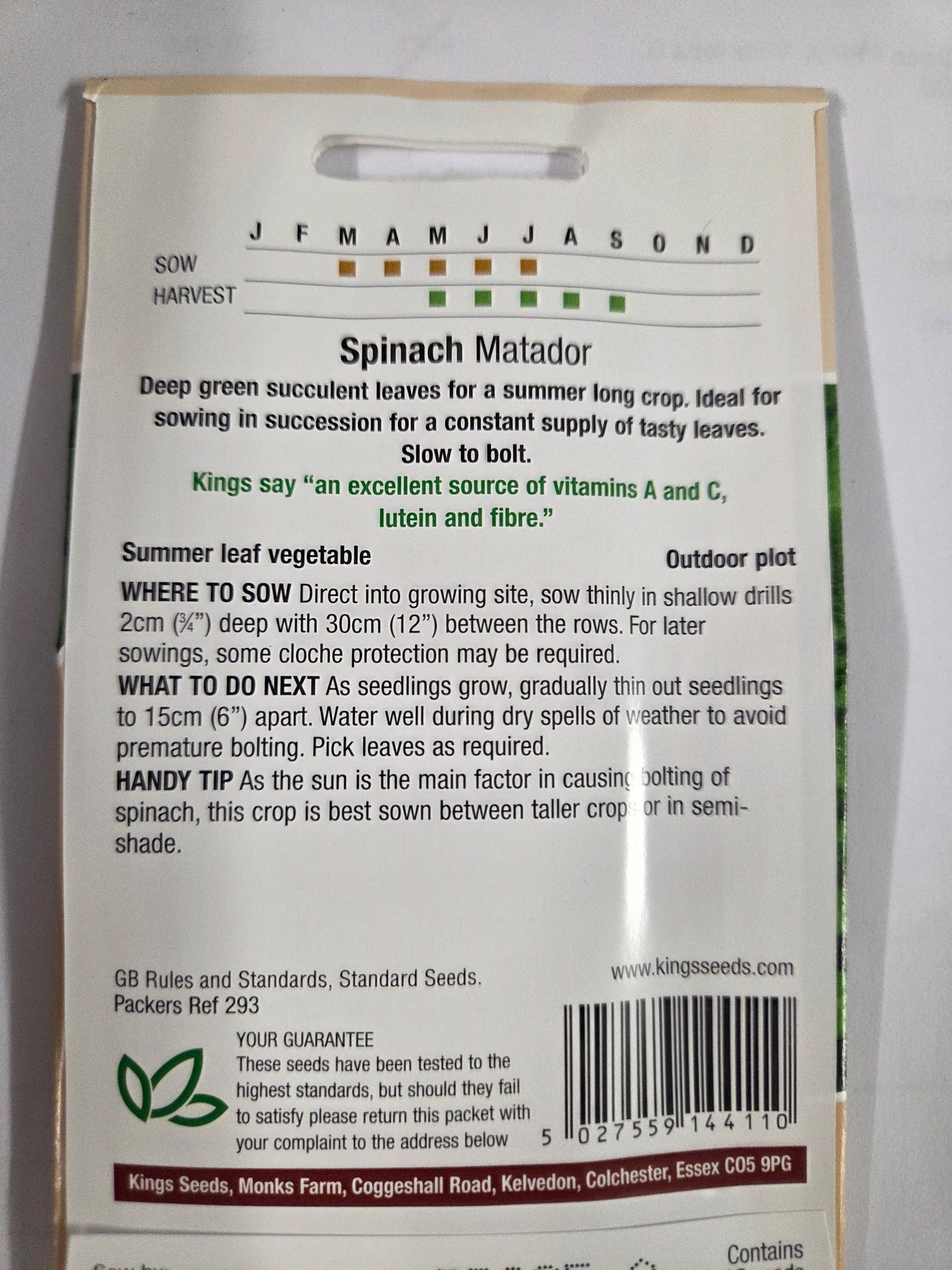 Kings Seeds Spinach Matador