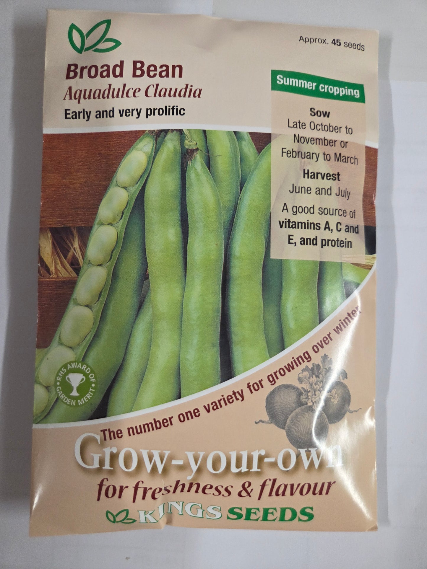 Kings Seeds Broadbean Aquadulce Claudia