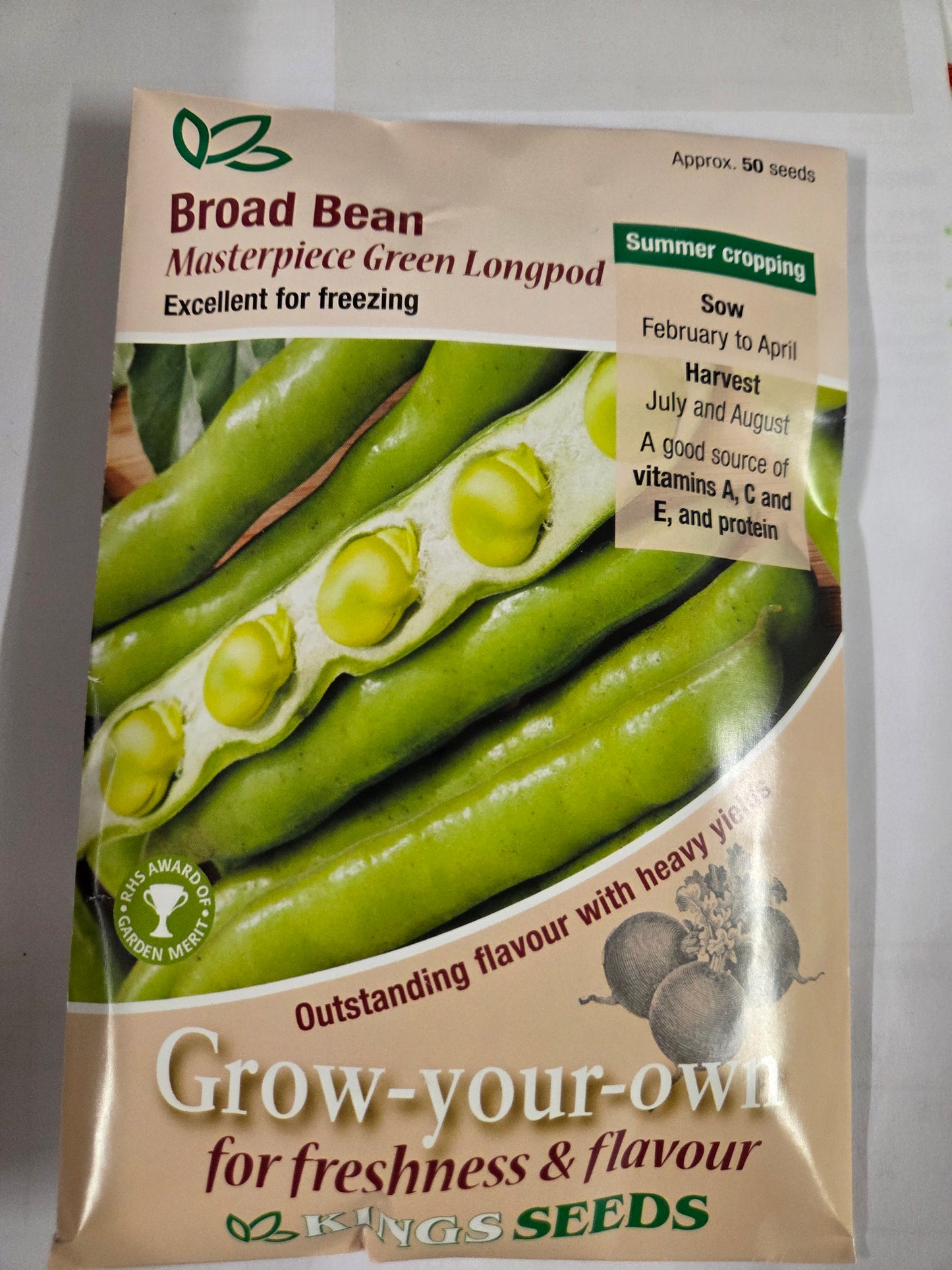 Kings Seeds Broadbean Masterpiece Green Longpod