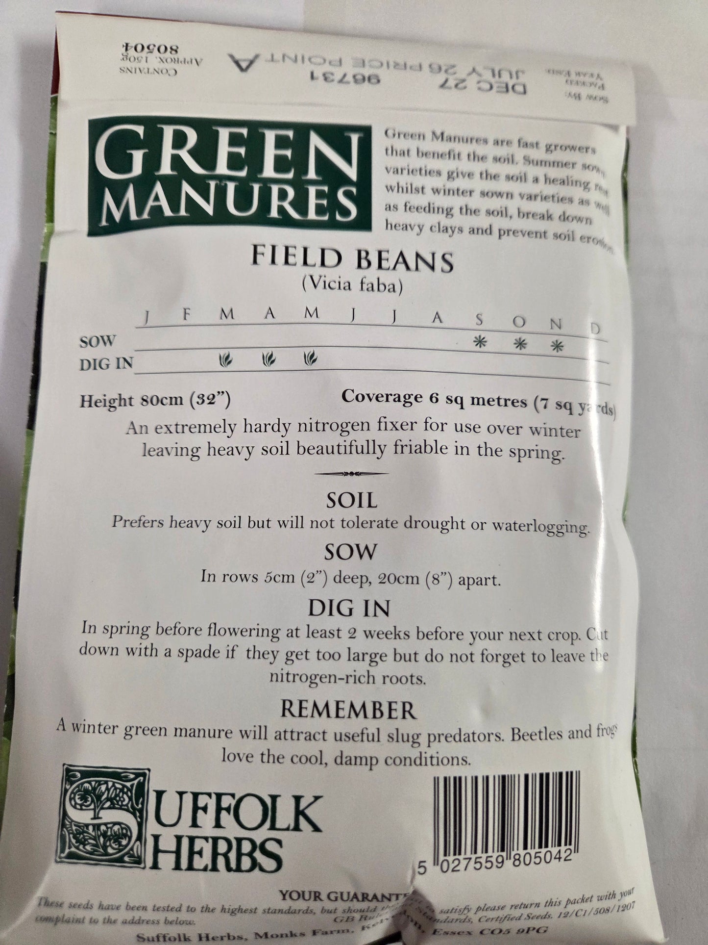 Kings Seeds Green Manure Field Beans