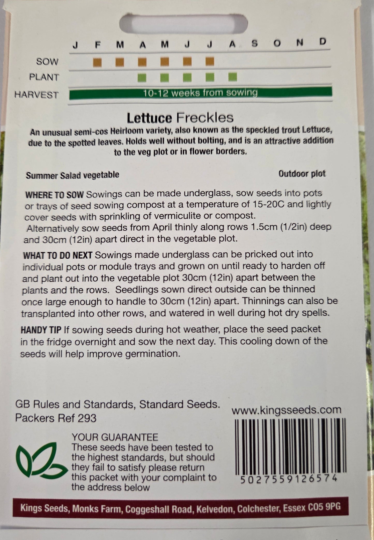 Kings Seeds Lettuce Freckles