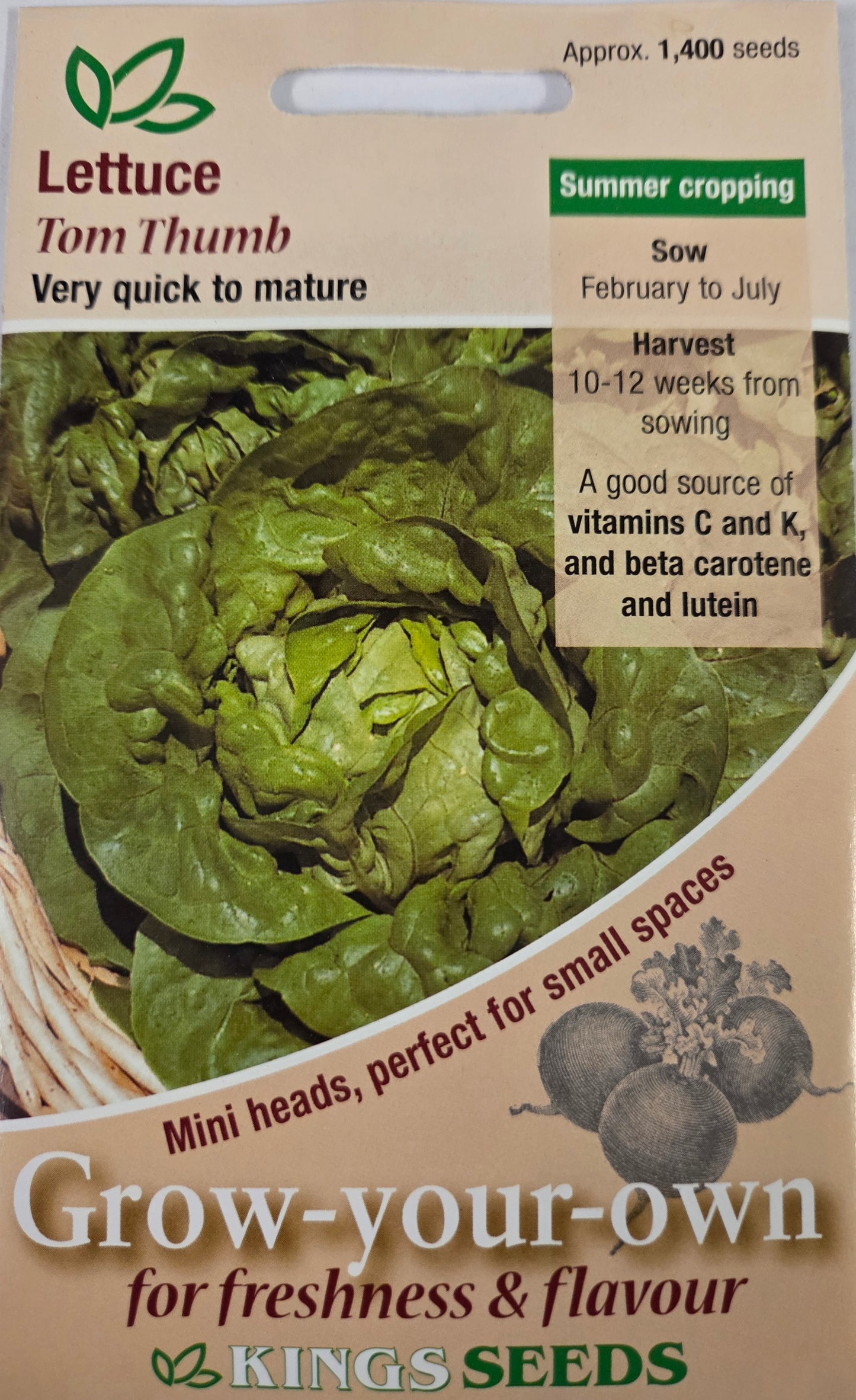 Kings Seeds Lettuce Tom Thumb