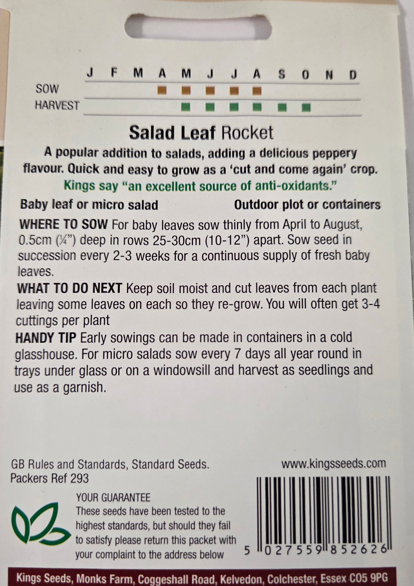 Kings Seeds Lettuce Salad Leaf Rocket