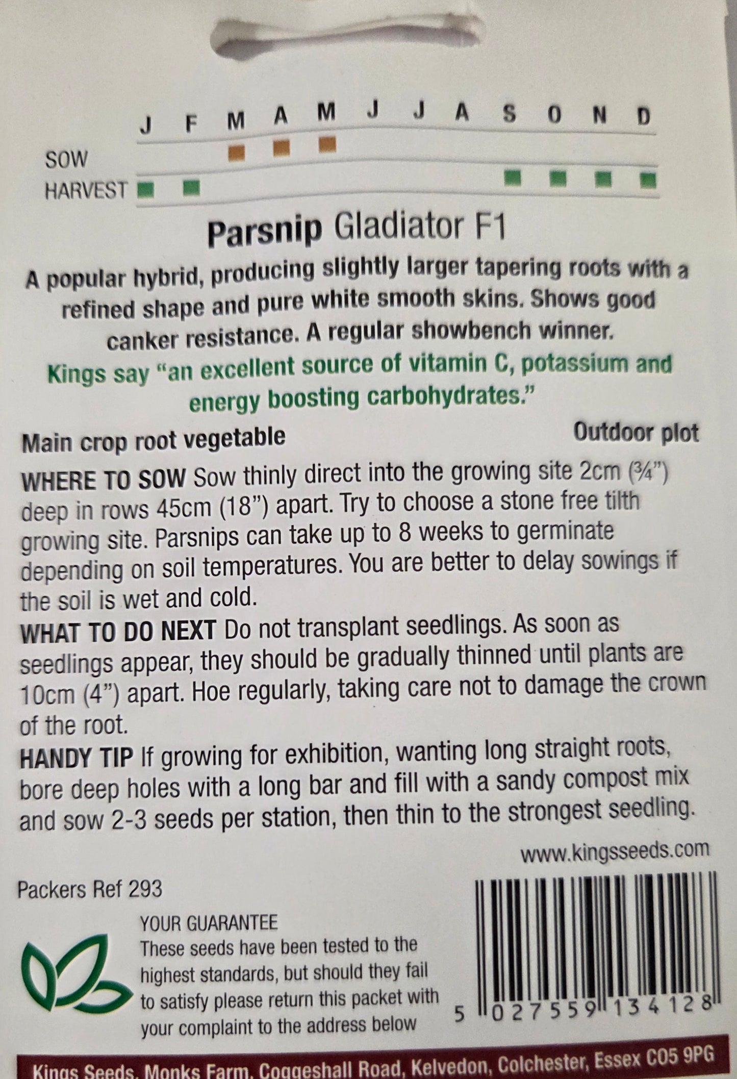 Kings Seeds Parsnip Gladiator F1
