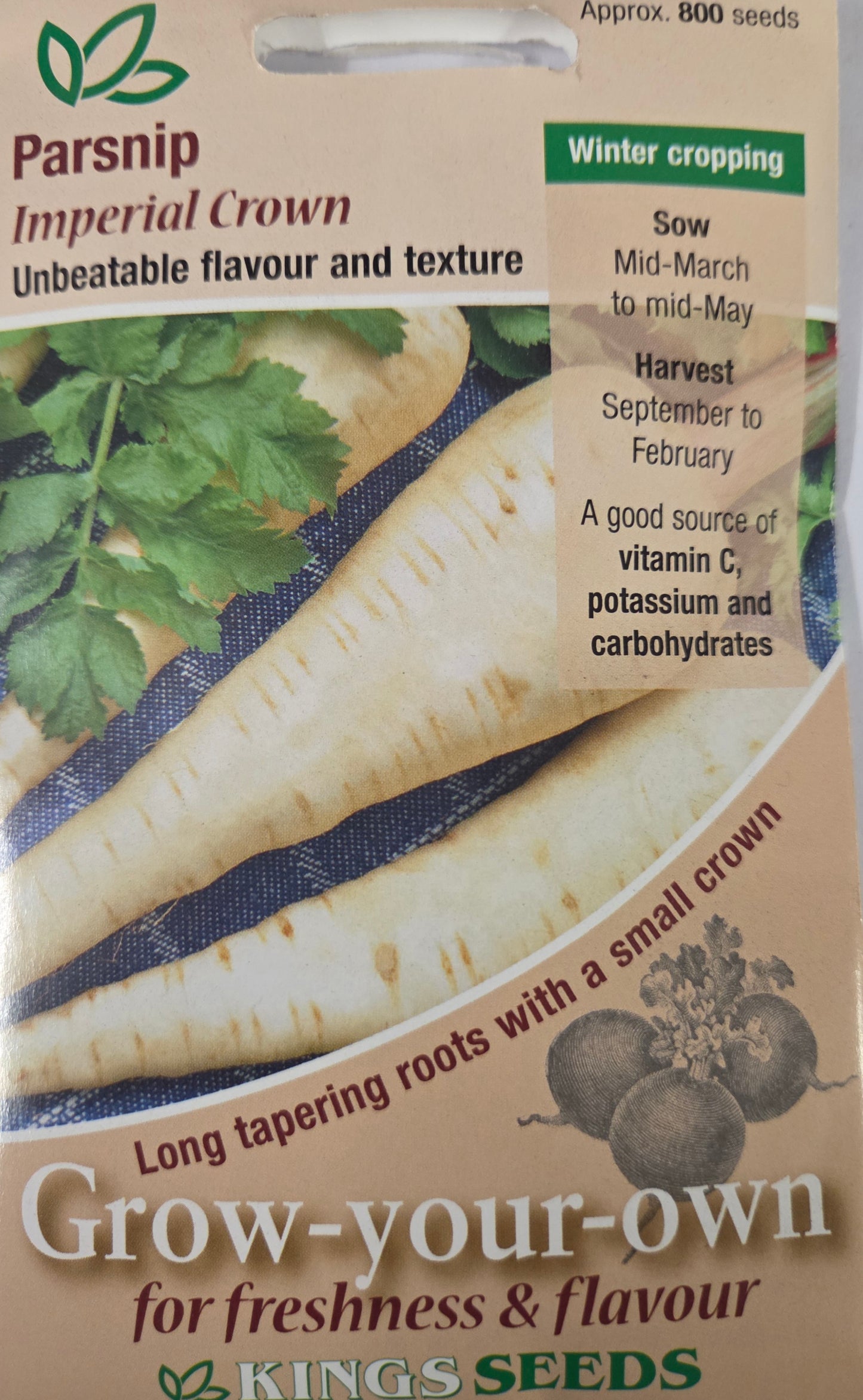 Kings Seeds Parsnip Imperial Crown