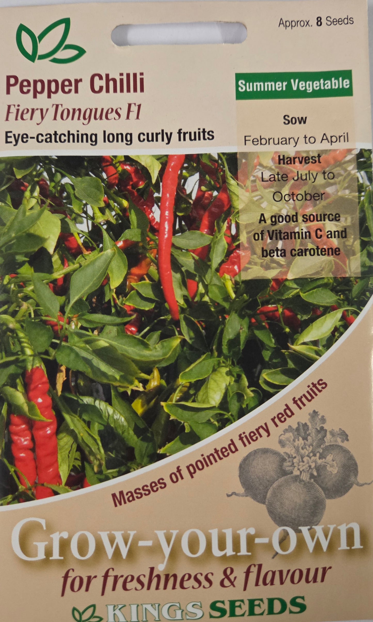 Kings Seeds Pepper Chilli Fiery Tongues F1