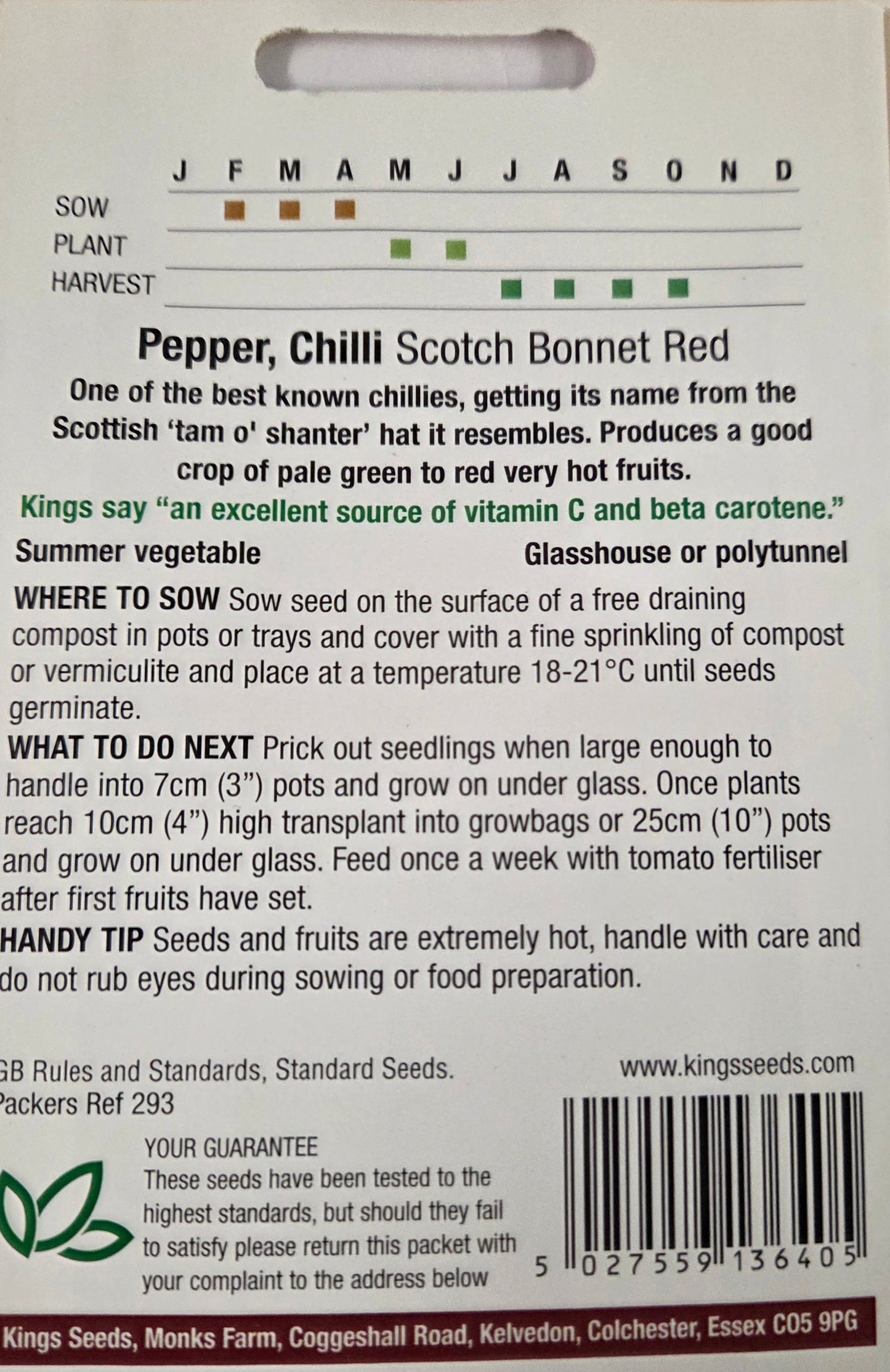 Kings Seeds Pepper Chilli Scotch Bonnet Red
