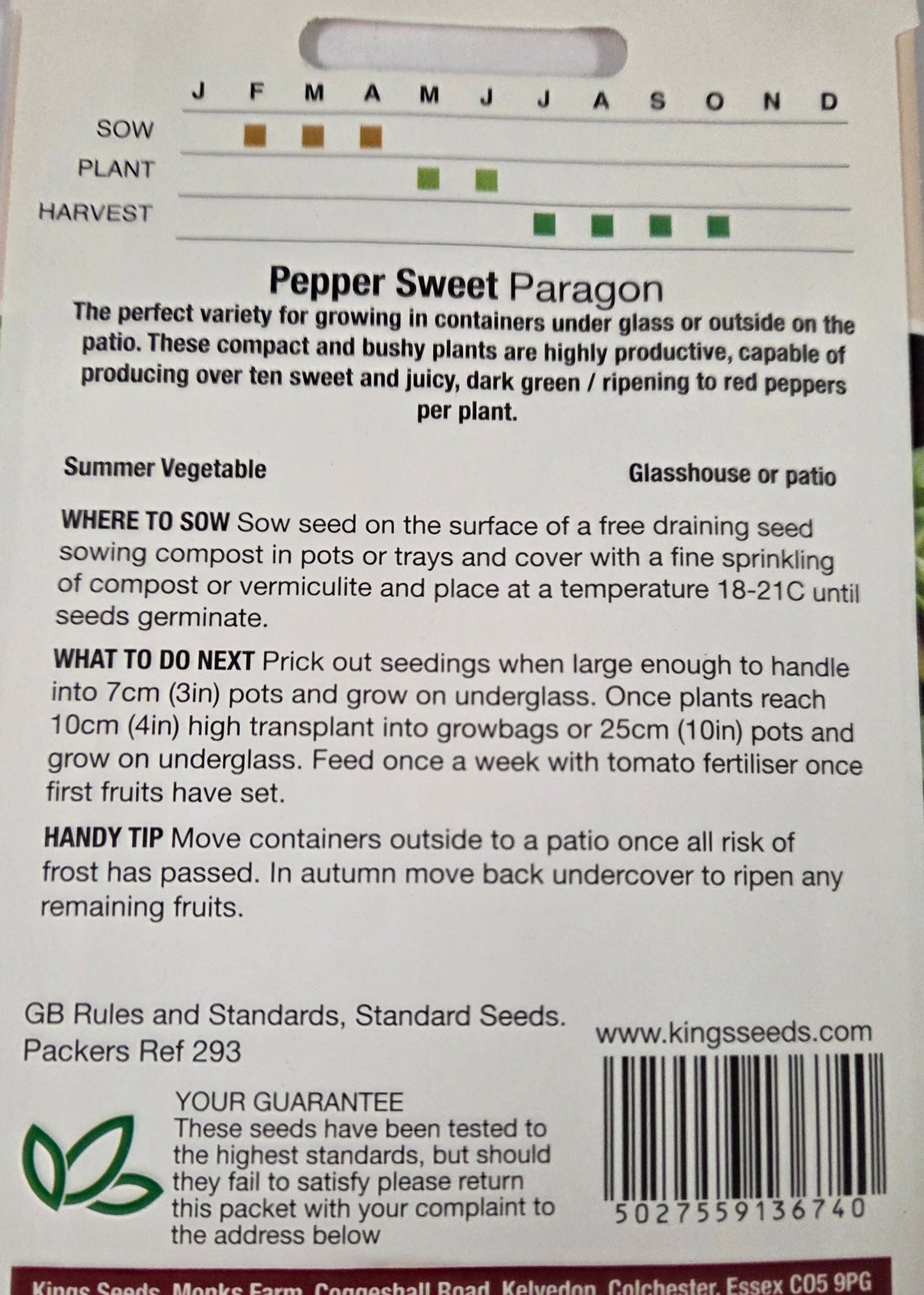 Kings Seeds Pepper Sweet Paragon