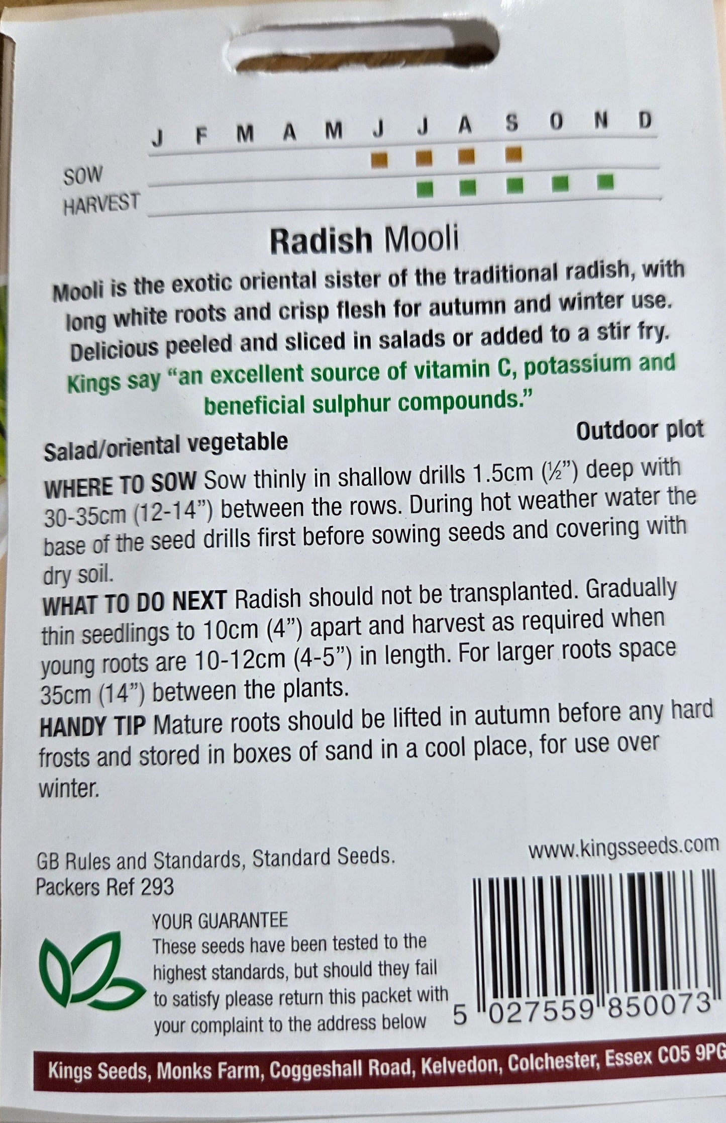 Kings Seeds Radish Mooli