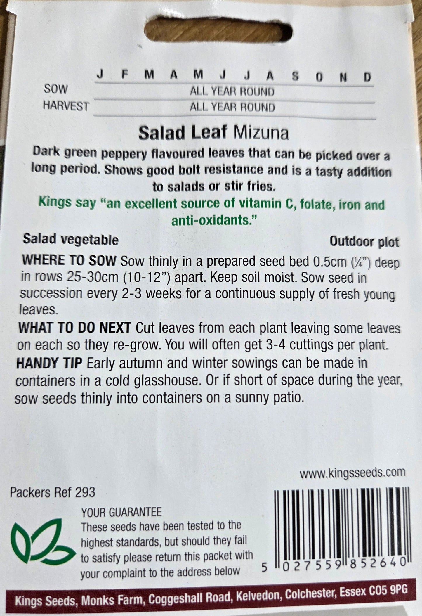 Kings Seeds Salad Leaf Mizuna