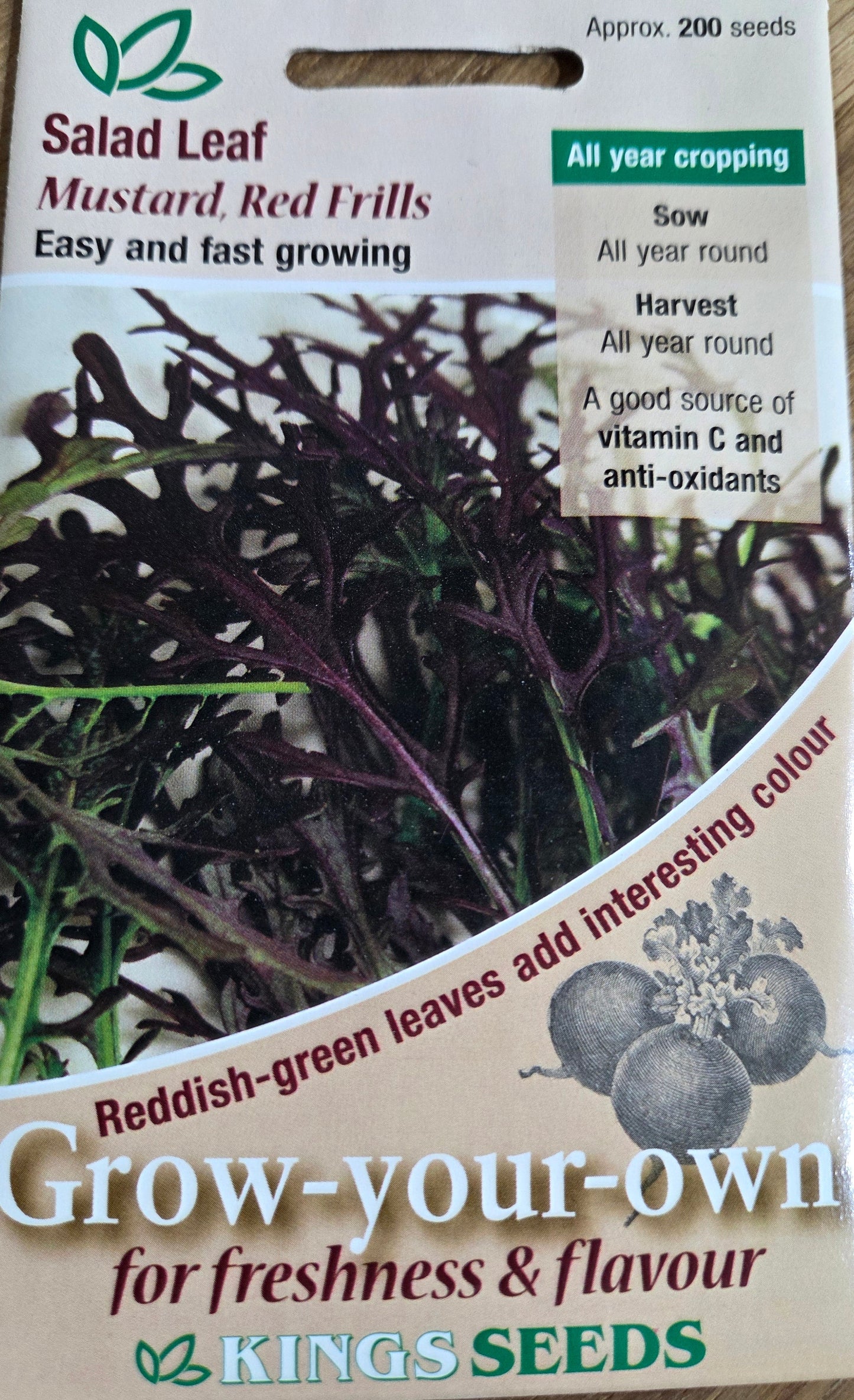 Kings Seeds Salad Leaf Mustard Red Frills
