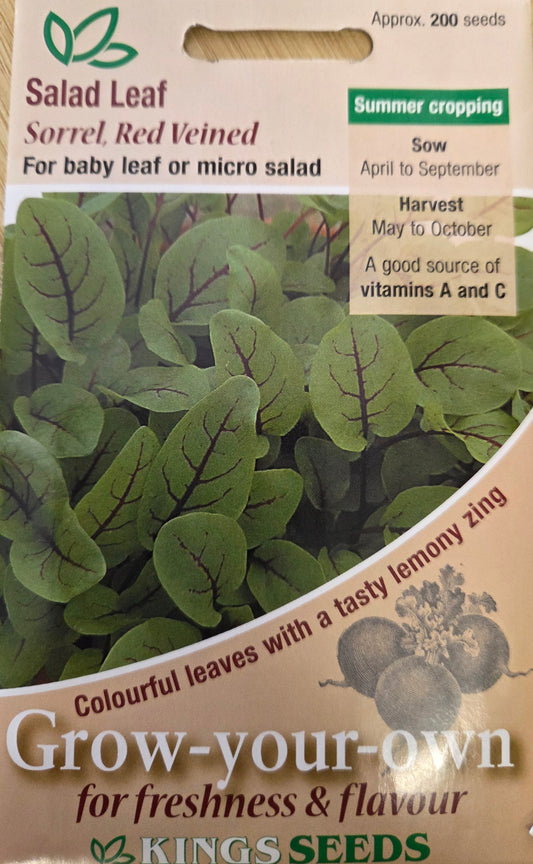 Kings Seeds Salad Leaf Sorrel Red Veined