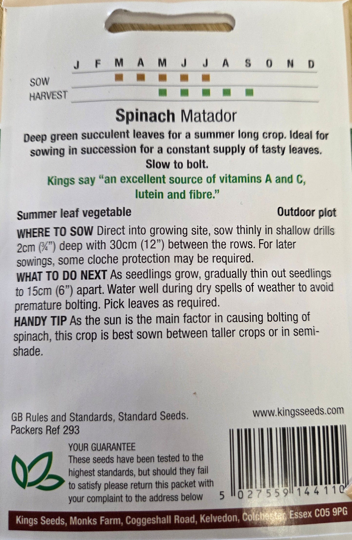 Kings Seeds Spinach Matador