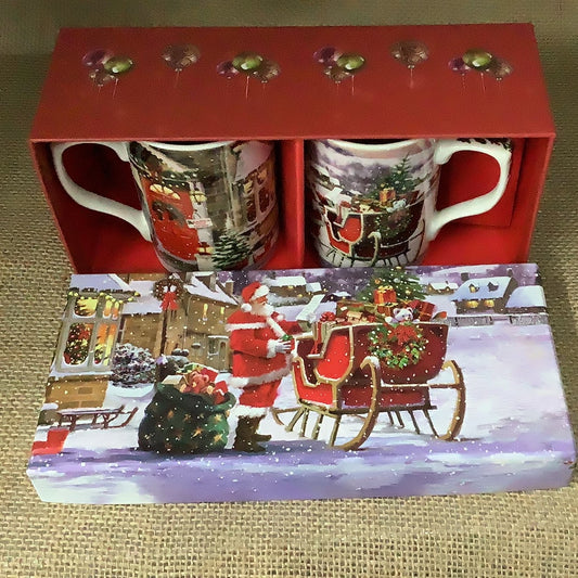 Lesser & Pavey Set Of Two Fine China Christmas Mugs