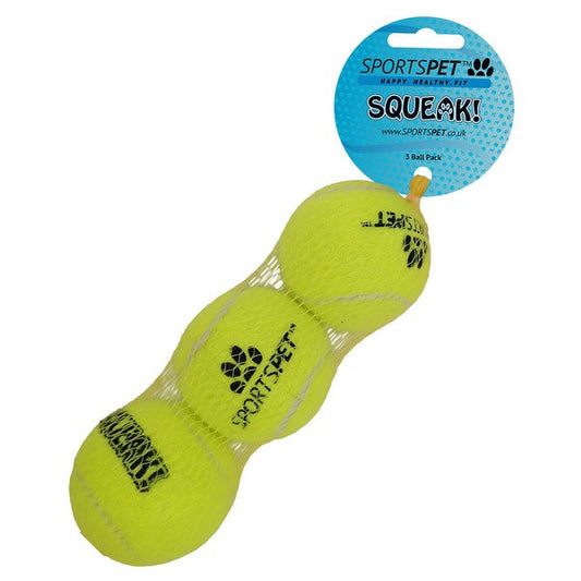 Sportspet Tennis Ball Medium 3 pack with Squeaker