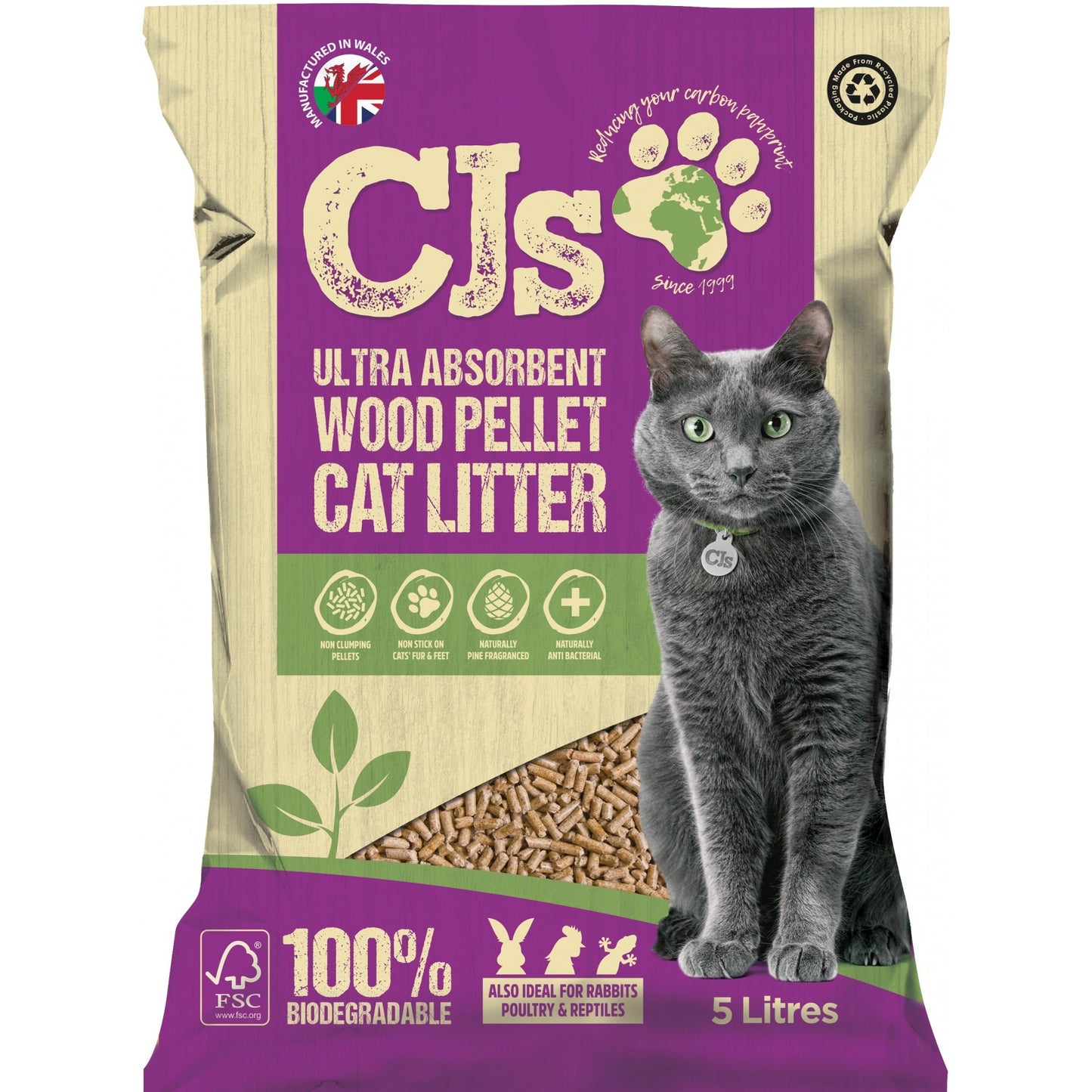 CJs Ulta Absorbent Wood Pellet Cat Litter
