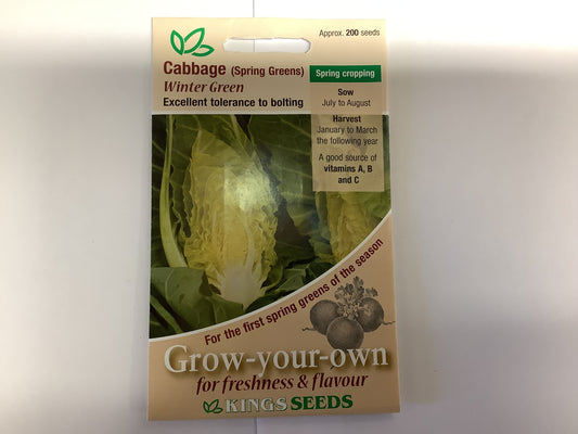 Kings Seeds Cabbage (Spring Greens) Winter Green