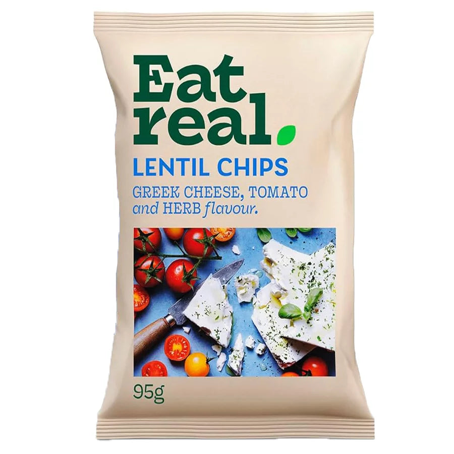 Eat Real Lentil Chips Greek Cheese, Tom & Herb 95g