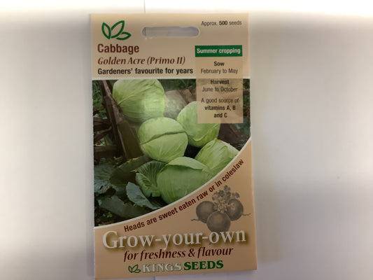 Kings Seeds Cabbage Golden Acre (Primo II)