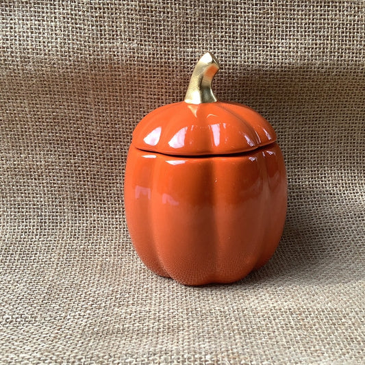 Orange Ceramic Pumpkin Jar With Lid-13cm