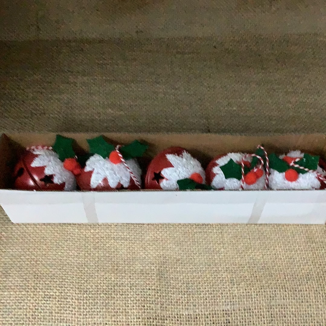 Heaven Sends Metal Christmas Pudding Handing Decorations 5pcs