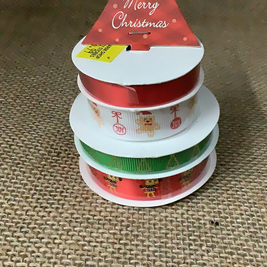 Christmas Ribbon Stack in Red/White/Green