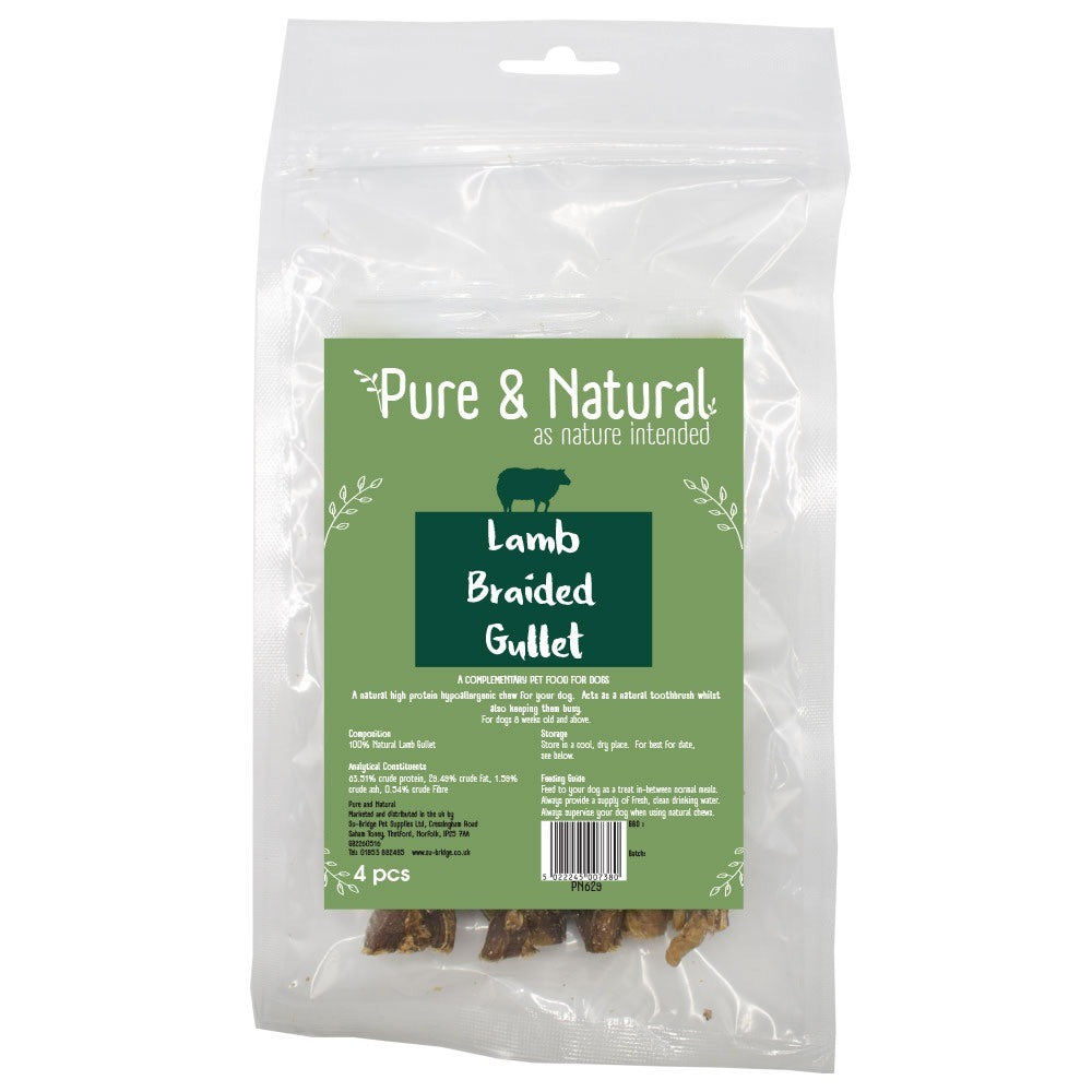 Pure & Natural, Lamb Braided Gullet- 4pk