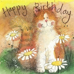 Alex Clark "Cat & Daisies" Card (Happy Birthday)