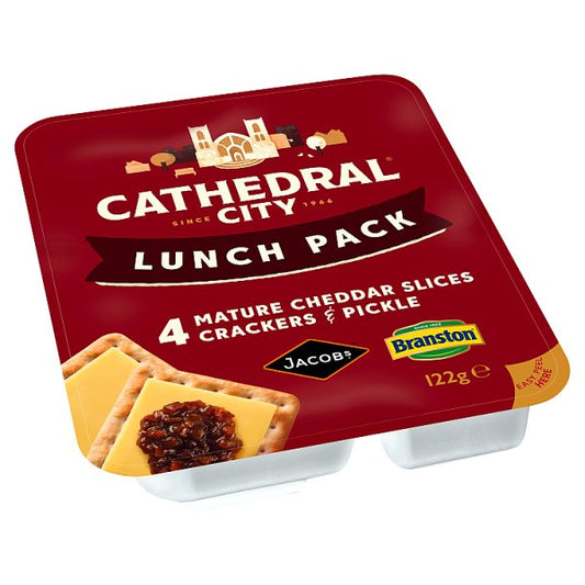 Cathedral City Mature Cheddar Cheese Slices, Crackers & Pickle Lunch Pack 122g