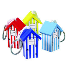 Wooden Beach Hut Keyring Assorted Colours