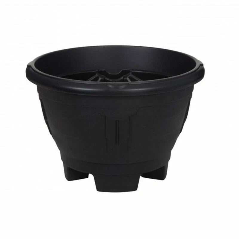 Whitefurze 26cm Round Ventian Plant Pot On Legs Black