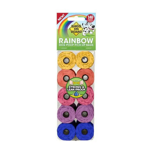 Bags On Board Dog Poop Bags Rainbow 10 Rolls