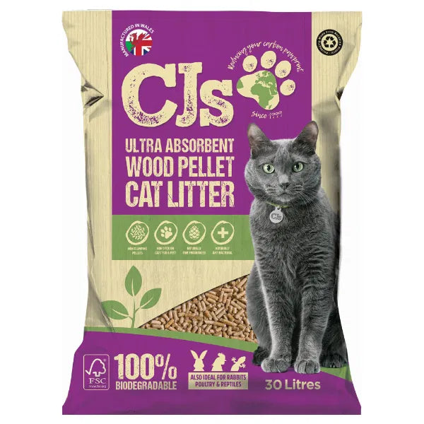 CJs Ulta Absorbent Wood Pellet Cat Litter