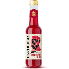 Hartridges Cranberry Juice 275ml Glass Bottles