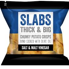 SLABS Thick & Big Potato Crisps 80g Salt & Malt Vinegar
