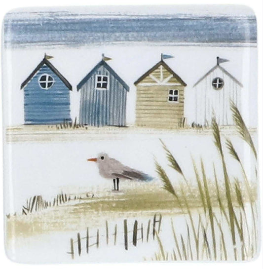 Gisela Graham Beach Huts Bone China Coaster