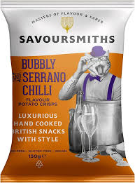 Bubbly and Serrano Chilli Flavour Potato crisps 150g