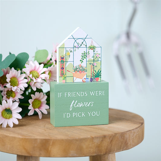 Floral Greenhouse Friend Standing Plaque 11cm