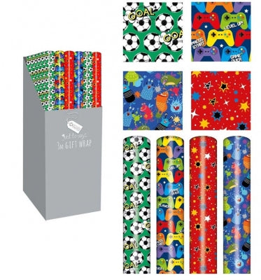 Wrapping Paper 3m x 1 Roll Assorted Designs